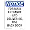 Signmission OSHA Notice, 5" Height, For Main Entrance And Deliveries Sign, 5" X 3.5", Portrait OS-NS-D-35-V-12853 - alternate 1